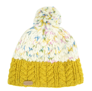 Uneven Wool Bobble Hat - Yellow