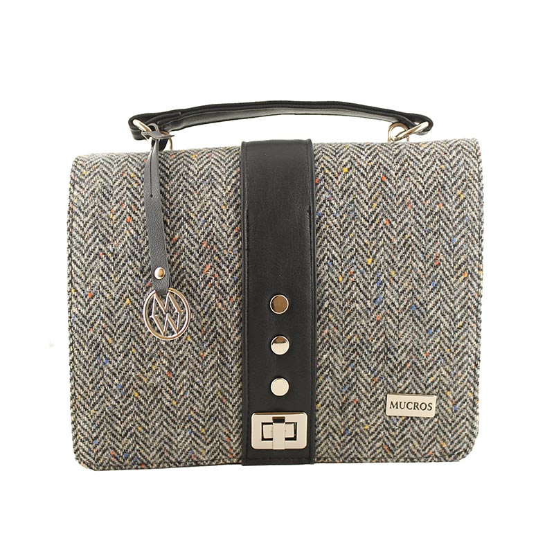 Fiona Irish Tweed Purse - Grey Herringbone