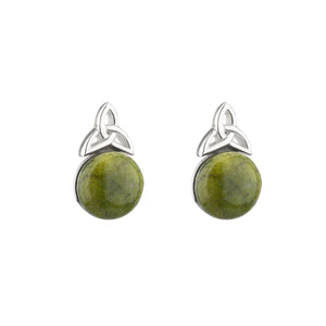 S33959 Silver Trinity & Connemara Marble Earrings