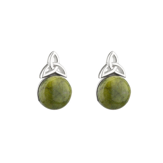 S33959 Silver Trinity & Connemara Marble Earrings