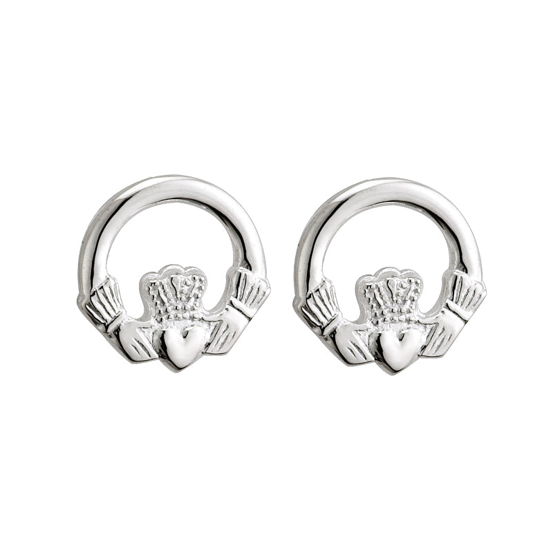 S3704 Sterling Silver Claddagh Post Earrings
