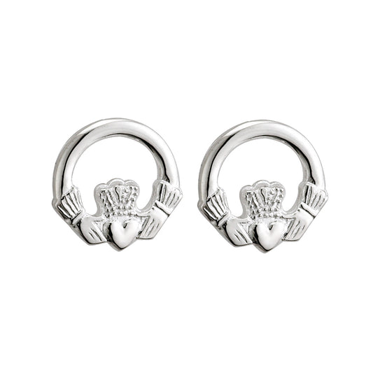 S3704 Sterling Silver Claddagh Post Earrings
