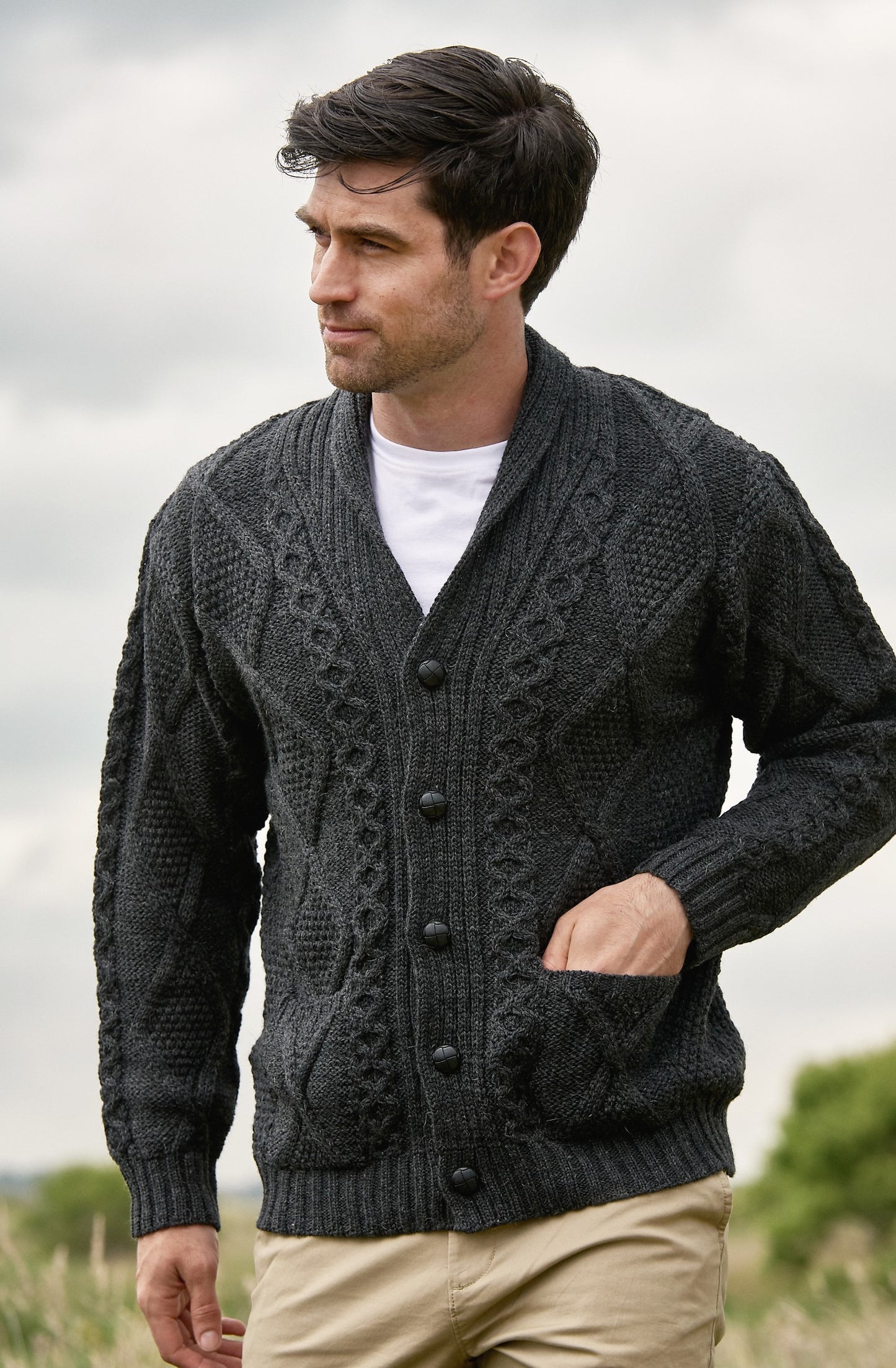 Kerry Shawl Collar Cardigan - Charcoal