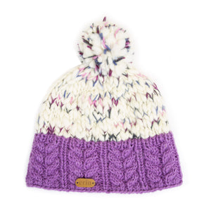 Uneven Wool Bobble Hat - Lilac