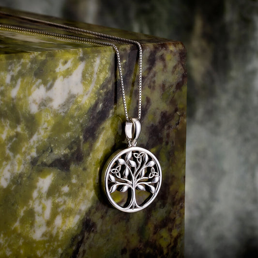 S46669 Sterling Silver & Connemara Marble Tree of Life Pendant