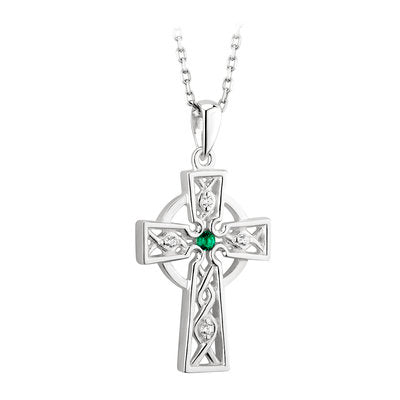 S44556 Sterling Silver & Cubic Zirconia Celtic Cross Pendant