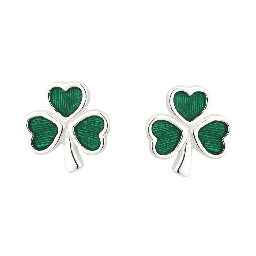 S3147 Enamel Shamrock Earrings