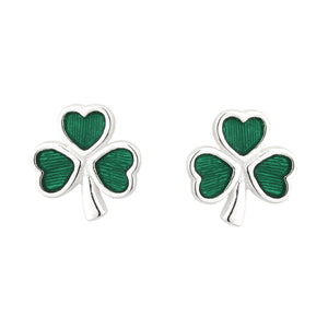 S3147 Enamel Shamrock Earrings