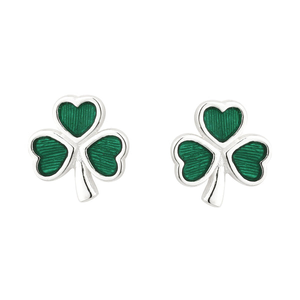 S3147 Enamel Shamrock Earrings