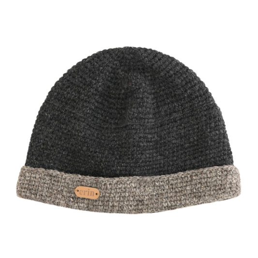 Crochet Turn Up Hat - Charcoal