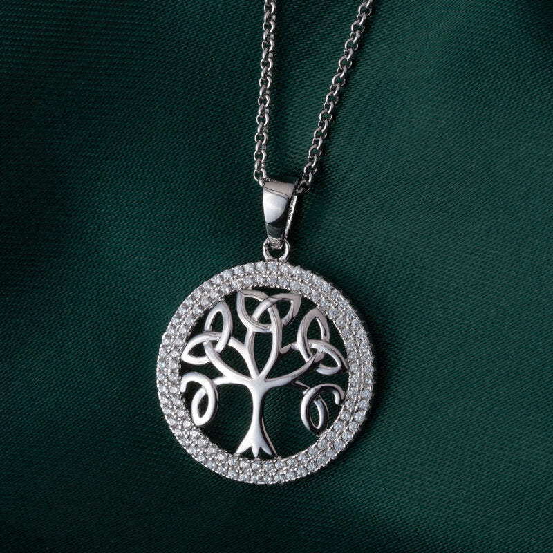 S46032 Sterling Silver & Cubic Zirconia Tree of Life Pendant