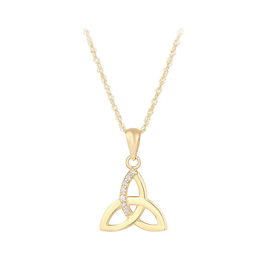 S46923 10K Gold CZ Trinity Knot Pendant