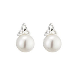 S33774 Sterling Silver Freshwater Pearl & Trinity Knot Earrings