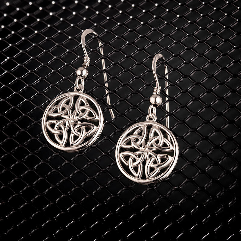 S33390 Sterling Silver Round Trinity Knot Earrings