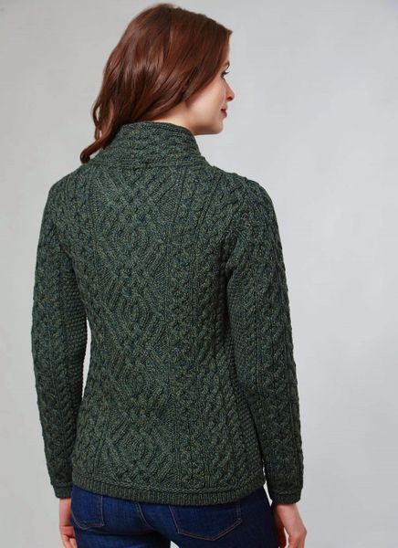 Shannon Aran Cable Side Zip Jacket - Army Green