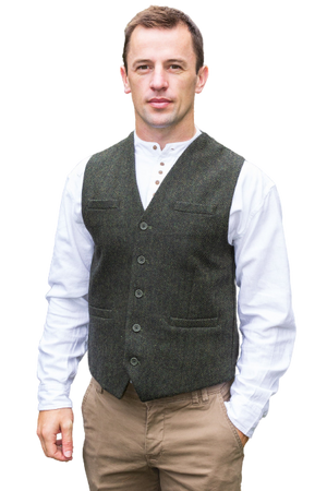 mens irish tweed olive green waistcoat