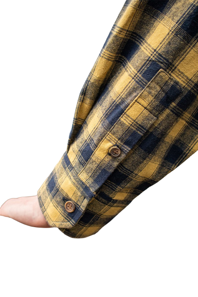 100% Cotton Flannel Grandfather Shirt Yellow/Navy