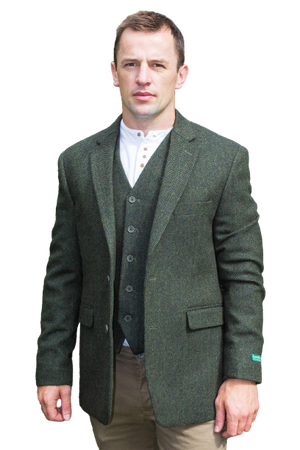 Men’s Herringbone Tweed Sport Coat - Olive Green