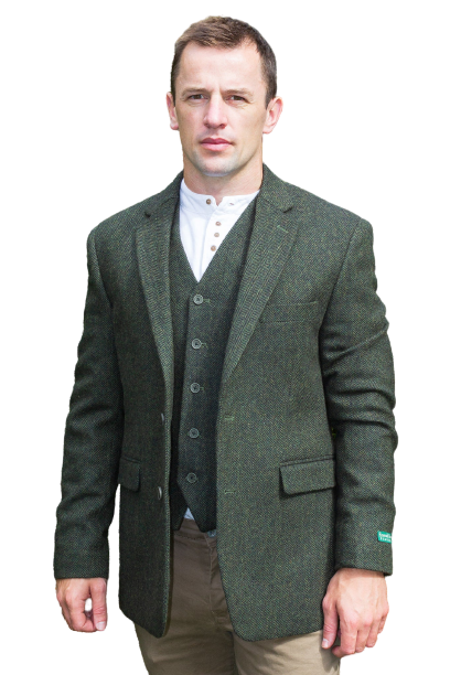 Men’s Herringbone Tweed Sport Coat - Olive Green