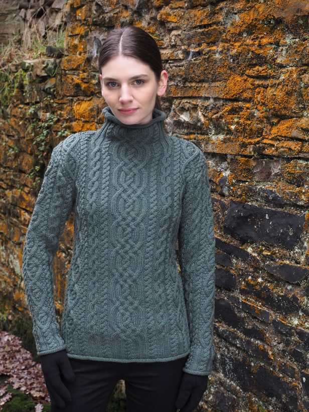 Kylemore Super Soft Aran Roll Neck Sweater - Tundra