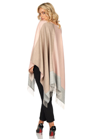 Celtic Fringe Shawl w/ Block Check Design - Pink