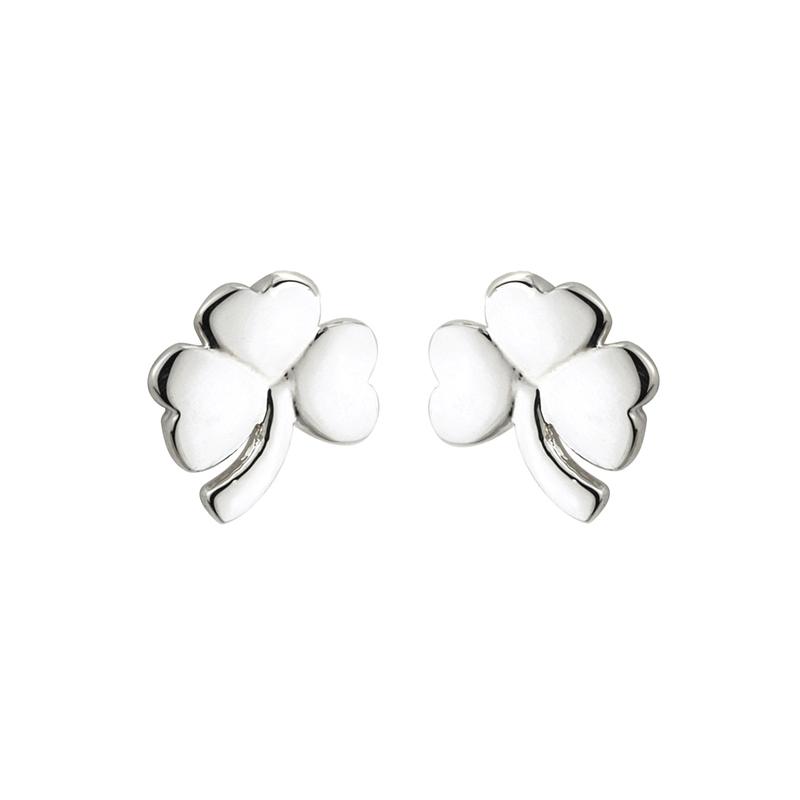 S33100 Sterling Silver Shamrock Earrings