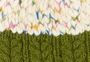 Uneven Wool Bobble Hat - Green